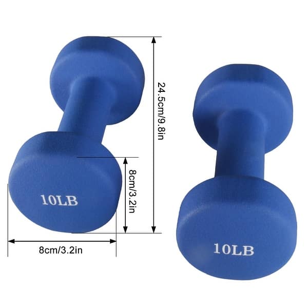 A Pair Dumbbell Barbell Neoprene Coated Weights 10LB Blue Bed Bath
