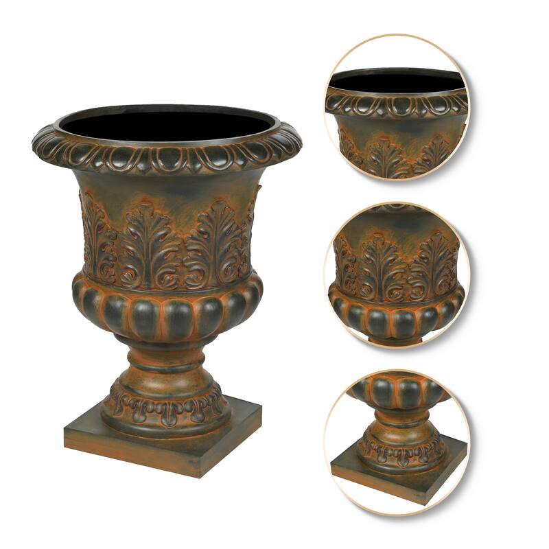 Weathered Brown Classic Urn Planter - 19.9" H x 15.9" Diameter