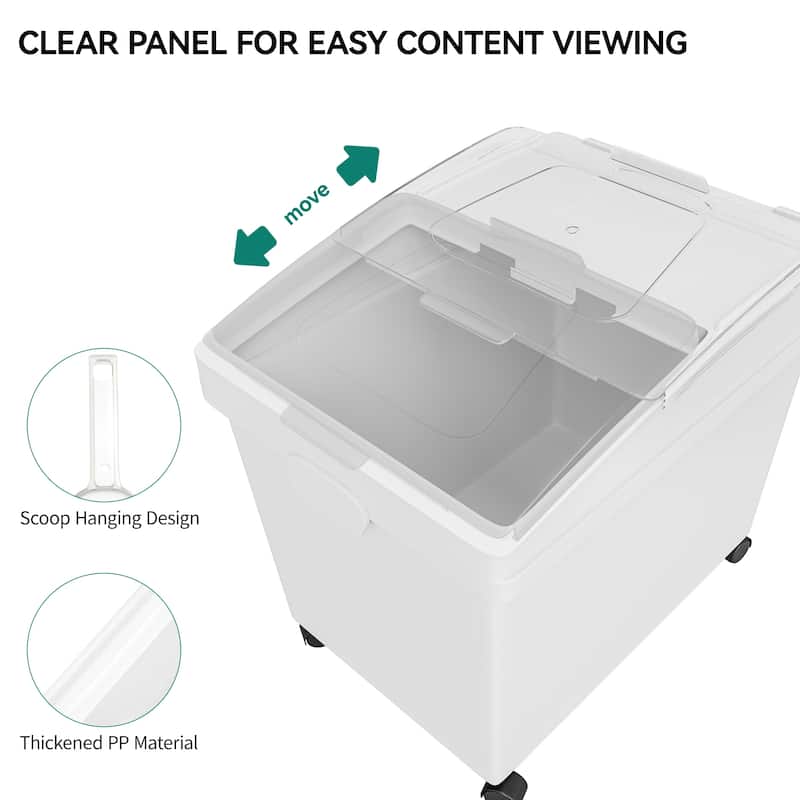 10.5 Gallon Ingredient Bin 3 Pcs PP Shelf Storage Bins