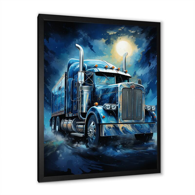 Designart "Red Semi Truck Custom Classic I" Truck Framed Wall Art Prints
