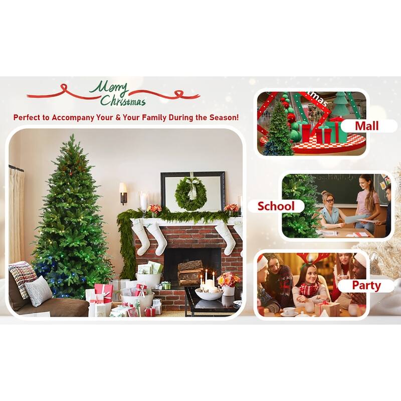 Pre-Lit Artificial Christmas Tree - RGB LED Lights, Multiple Functions, PE/PVC Tips, Easy Power Setup - Green