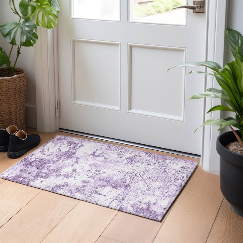 Premium Washable Super Soft Vintage Trellis Mayfield Rug - Lavender - 1' 8" x 2' 6" - Rectangle