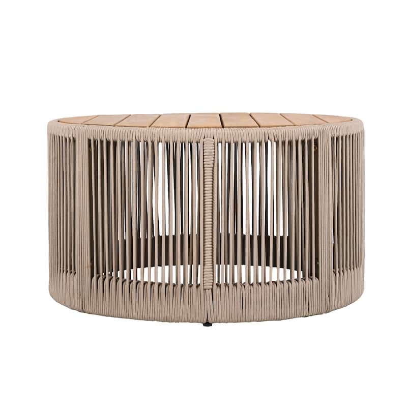All-Weather Rattan Rope & Acacia Wood Coffee Table