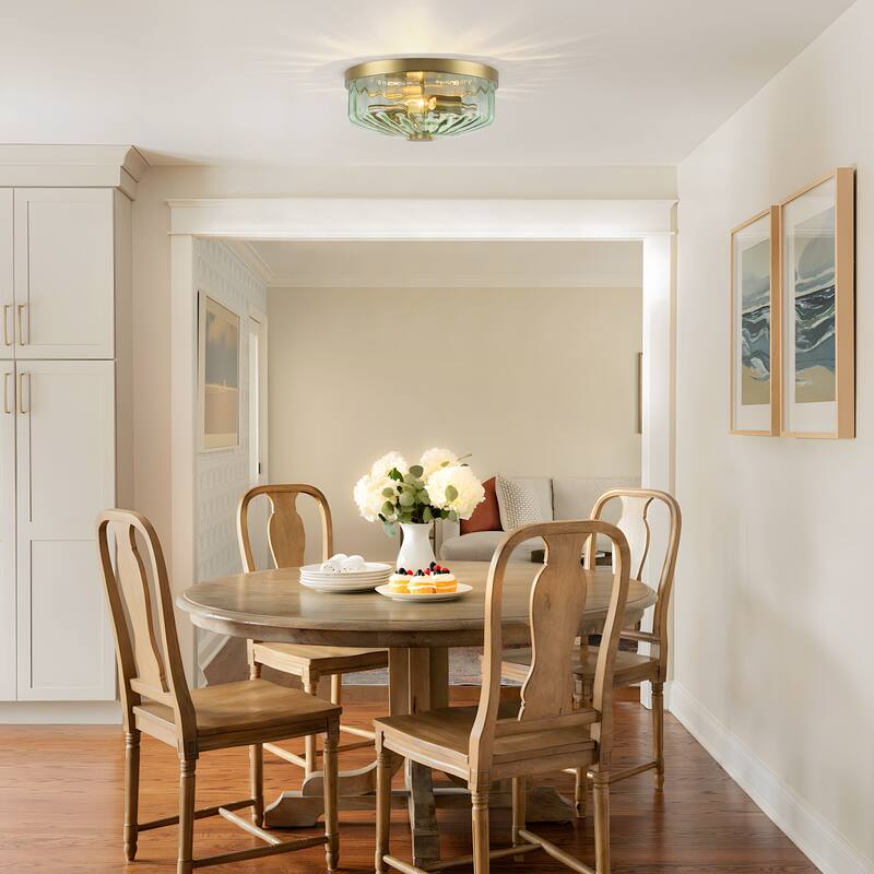 Starsky 2-Light Textured Glass Drum Flush Mount