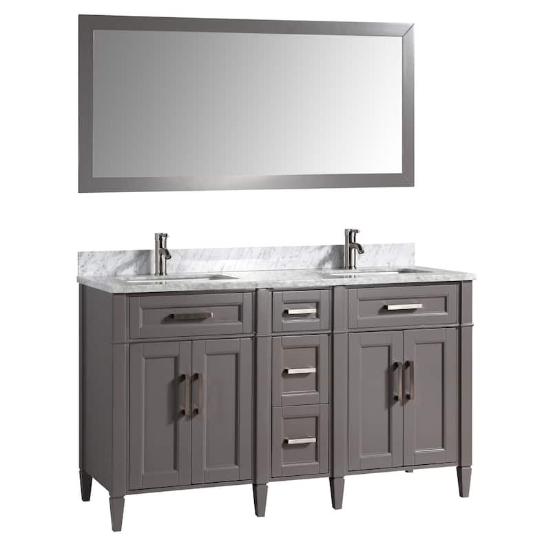 Vanity Art 60 in. Modern Double Sink Bathroom Vanity with Top and Mirror