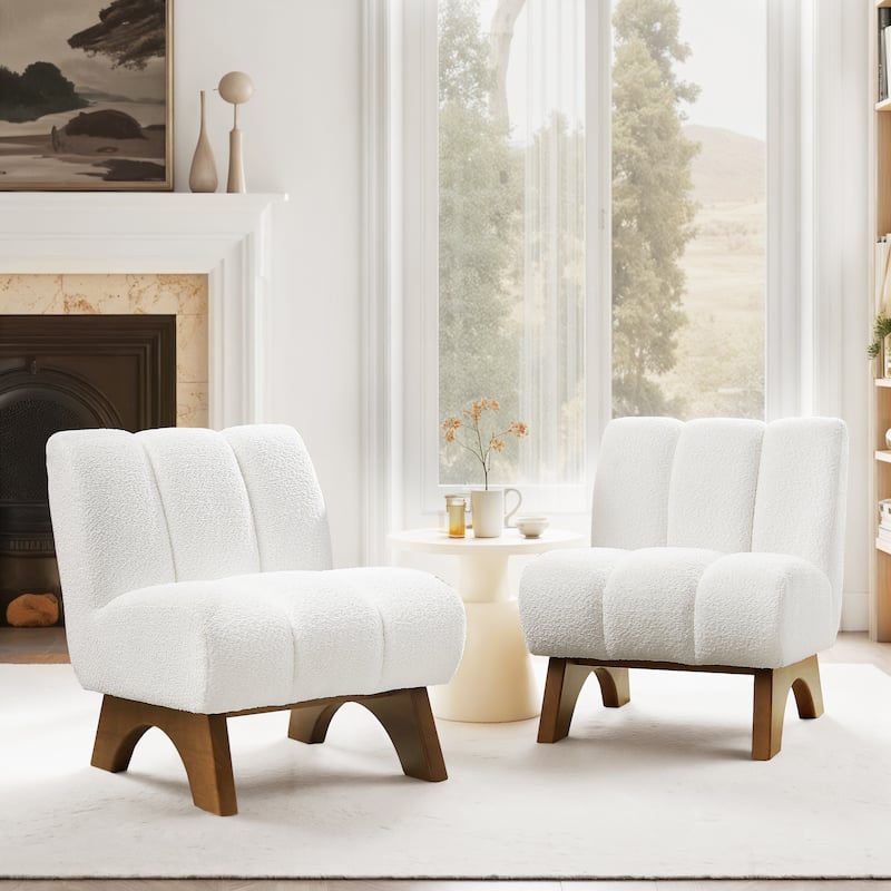 Art Leon Set of 2 Comfortable Armless Accent Chair Sectional - Off-White