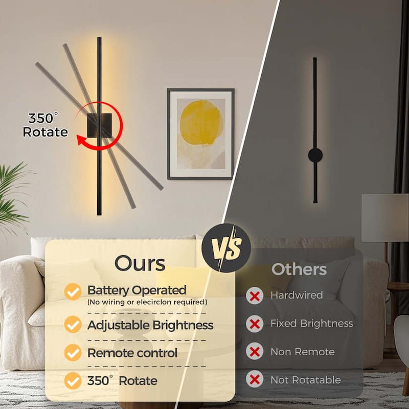YANSUN Black Wall Sconce,Remote Control,Indoor Wall Lighting - N/A