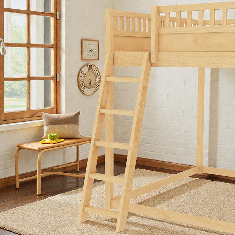 Loft Bed with Upholstered Headboard, Storage Shelves, Ladder and Slide, Solid Wood Frame