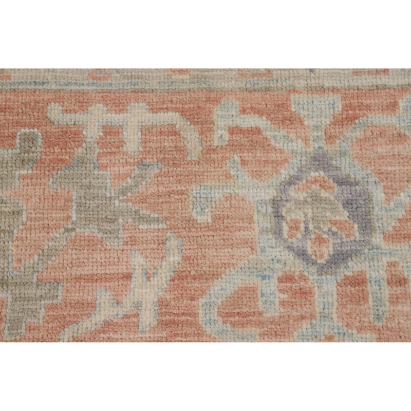 Hand Knotted Oriental 100% Wool Carpet Transitional All-Over Navy Blue & Blues Oushak Area Rug - 12' 2'' X 9' 0''