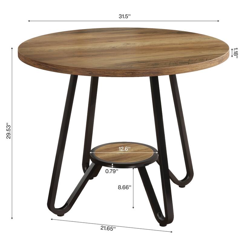 31.5" Round Wooden Conference Table Small Meeting Table - N/A
