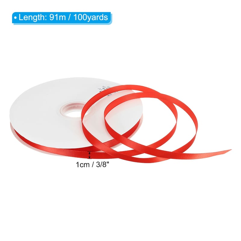 3/8" W x 100 Yards Polyester Satin Ribbon, for Craft - Bright Red
