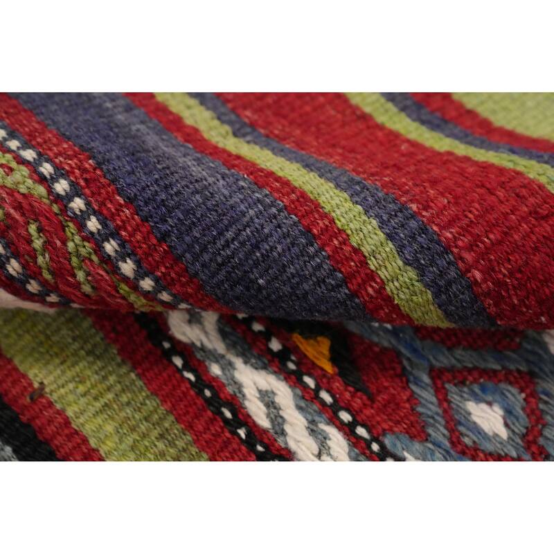 Hand Woven Oriental 100% Wool Carpet Southwestern Tribal Multi-Colored Kilim Area Rug - 7' 4'' X 4' 11''