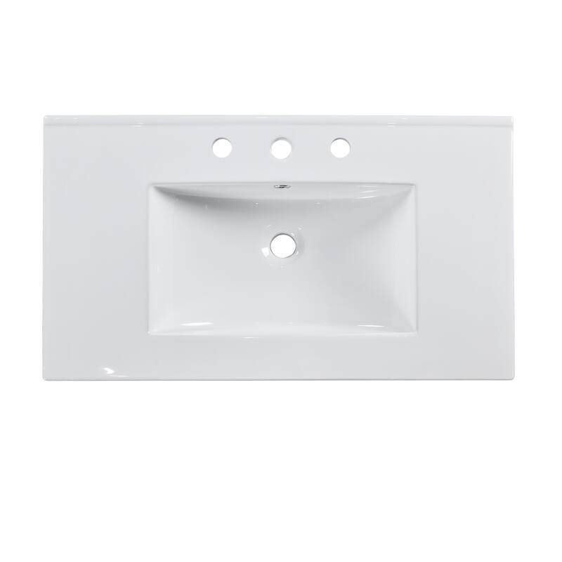 GDFStudio - Bretton Modern Freestanding Bathroom Vanity with Ceramic Sink with 2 Drawers & Soft Closing Doors - 36'W