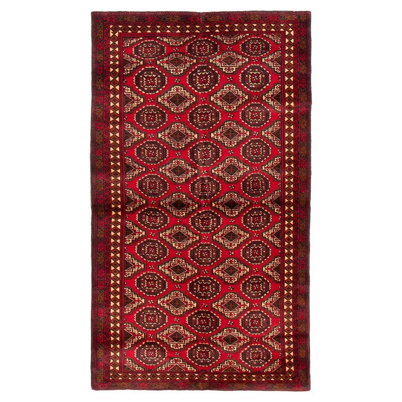 Teimani Red Rug 3'7" x 6'5" - 3'7 x 6'5 - Red - 3'7 x 6'5