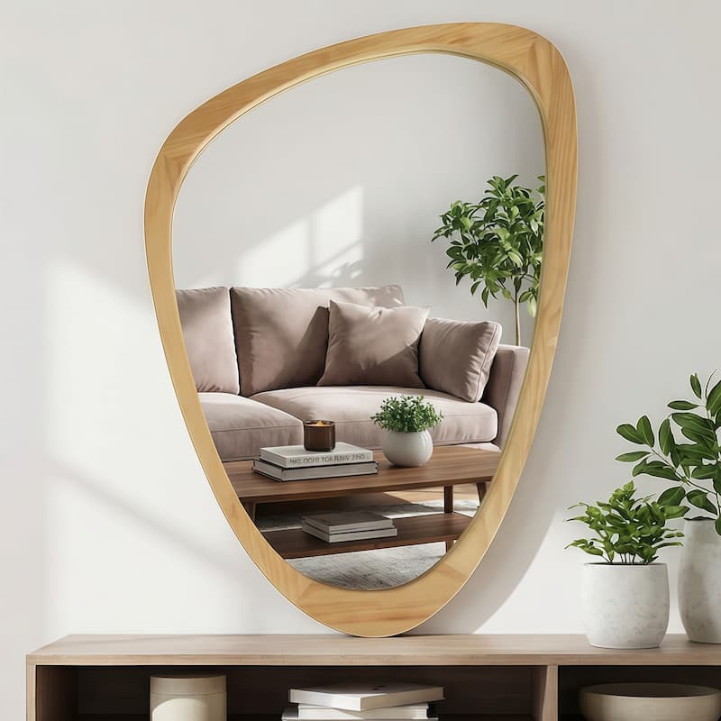 Irregular Solid Wood Frame Decorative Mirror