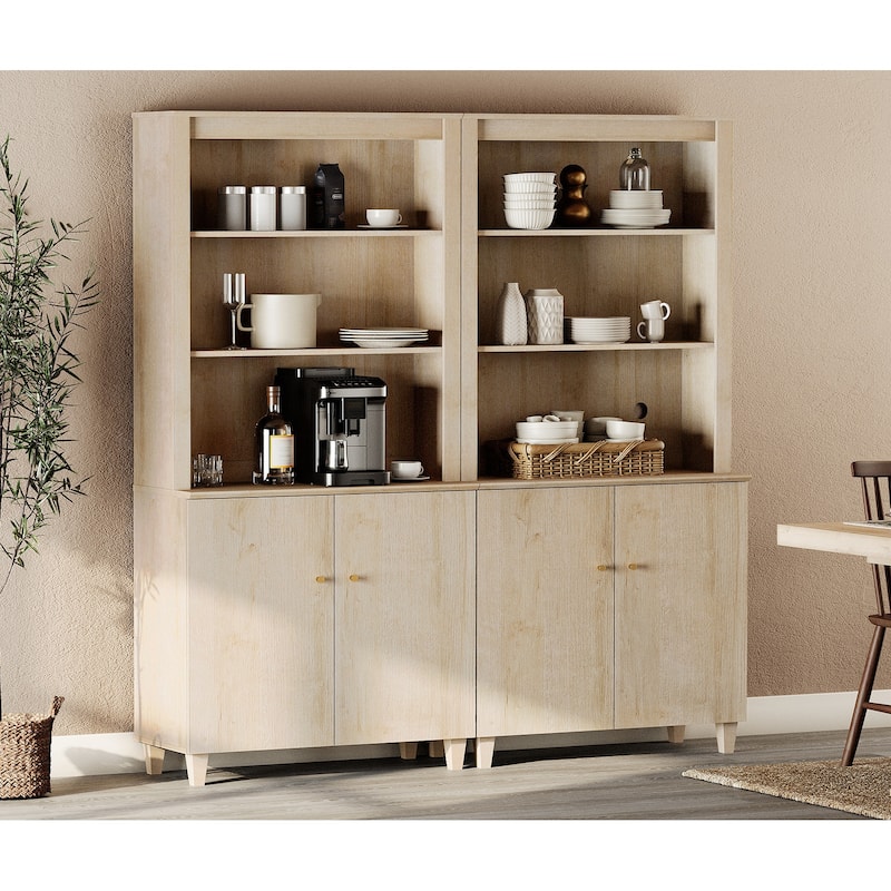 Modern 71" Tall Pantry Cabinet with Doors & Shelves for Dining Room