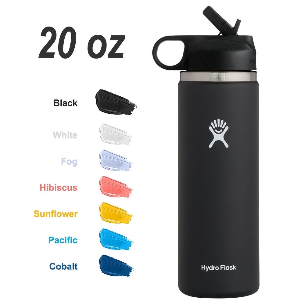 Wide Mouth Flip Straw Lid with Paracord Handle & Silicone Straw for Hydro Flask Black