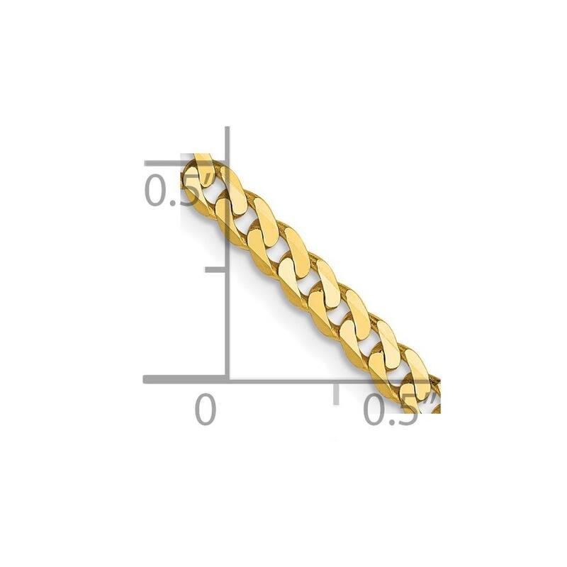 Curata 10k Lobster Claw Closure 2.4mm Flat Beveled Curb Chain Bracelet