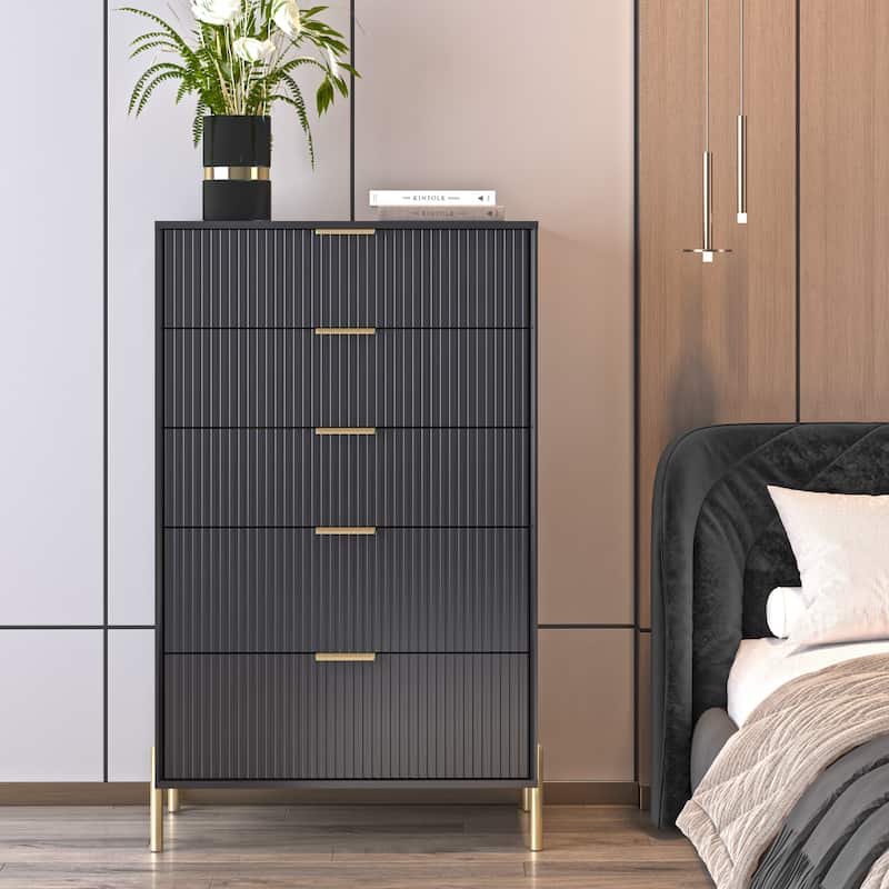 Modern 30" 5-Drawer Chest with Metal Handles