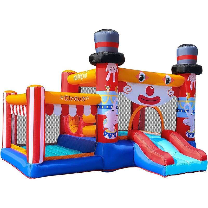 Bounce House & Bounce Castle for Kids, Inflatable Bounce House with Blower, Bouncing Area and Slide,Cute Clown Theme (Oxford) - Kids