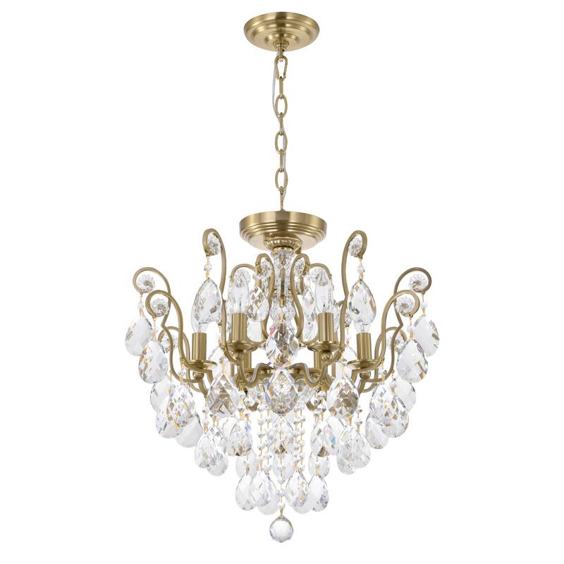6-Light Antique Brass Chandelier With Clear Crystals