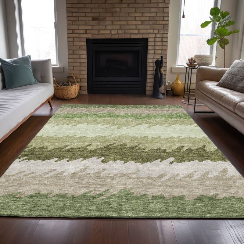 Machine Washable Indoor/ Outdoor Chantille Abstract Ombre Rug
