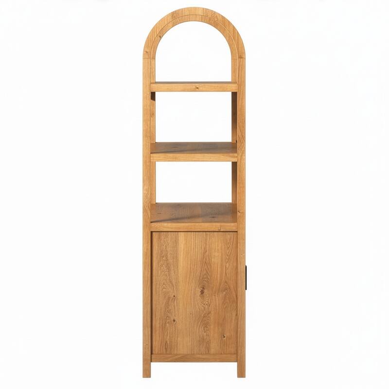 Walker Edison Modern Arched Bookshelf Cabinet with Reeded Doors
