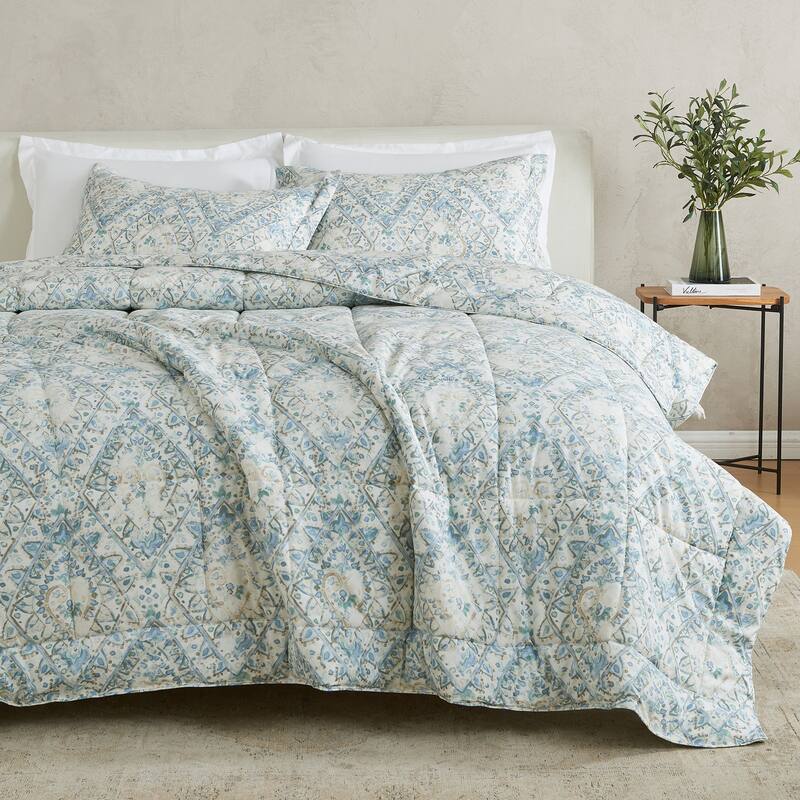 Linery & Co. All Season Down Alternative Reversible Comforter Set - Daphne Print / Daphne Print - Twin XL