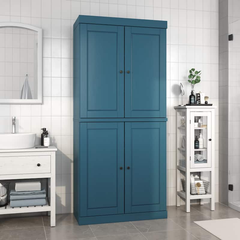 Palace Imports 100% Solid Wood Bathroom & Laundry Storage Cabinet, Raised Panel Doors, Adjustable Shelves, 32" Wide, 71.5" Tall
