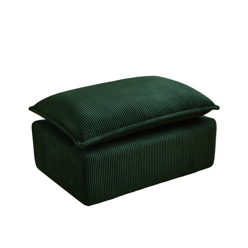 Green Corduroy Sofa with Foam Frame and Ottoman, Compact Modern Design - 47.24" x 35.43” x 37.4"