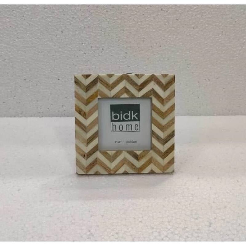 Zig Zag Frame White & Brown - WHITE & BROWN - 4x4