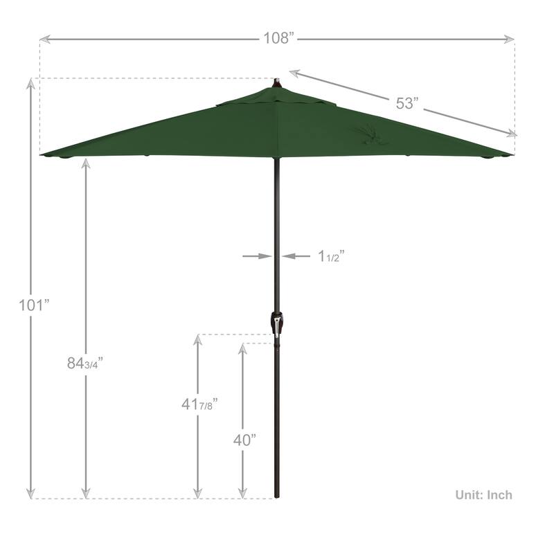California Umbrella 9' Round Crank Lift Auto Tilt 8 Rib Aluminum Patio Umbrella, Bronze Finish, Pacifica Pacific Blue Fabric