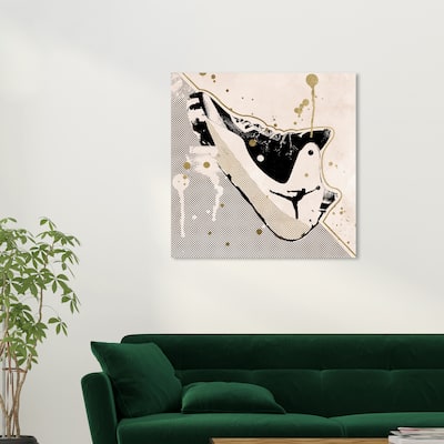 Wynwood Studio 'Inverted Basketball Sneaker 'Fashion and Glam Wall Art Canvas Print Shoes - Black, Gold