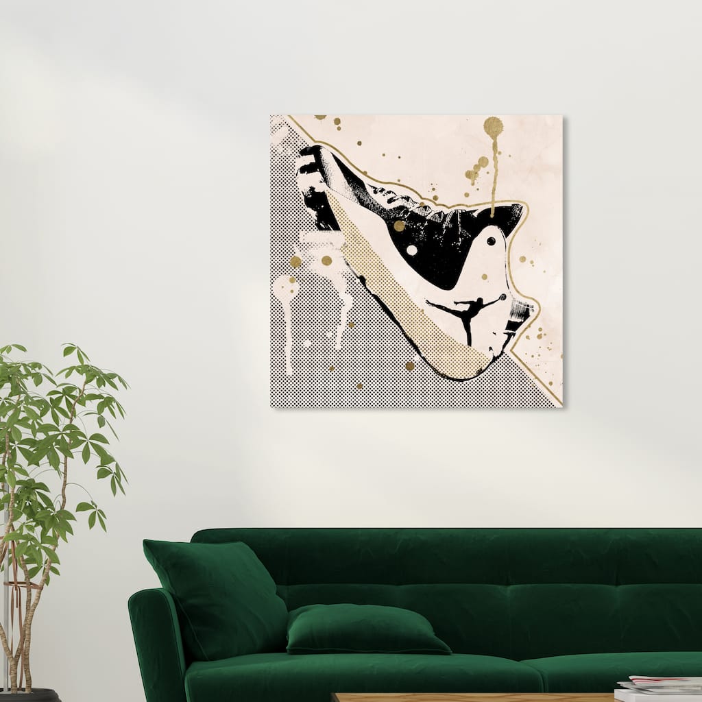 Wynwood Studio 'Inverted Basketball Sneaker 'Fashion and Glam Wall Art Canvas Print Shoes - Black, Gold