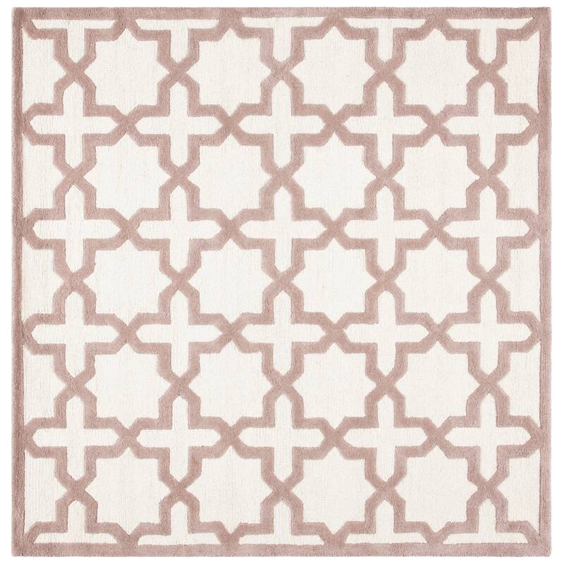 SAFAVIEH Handmade Cambridge Remedios Geometric Wool Rug - 6' Square - Ivory/Beige