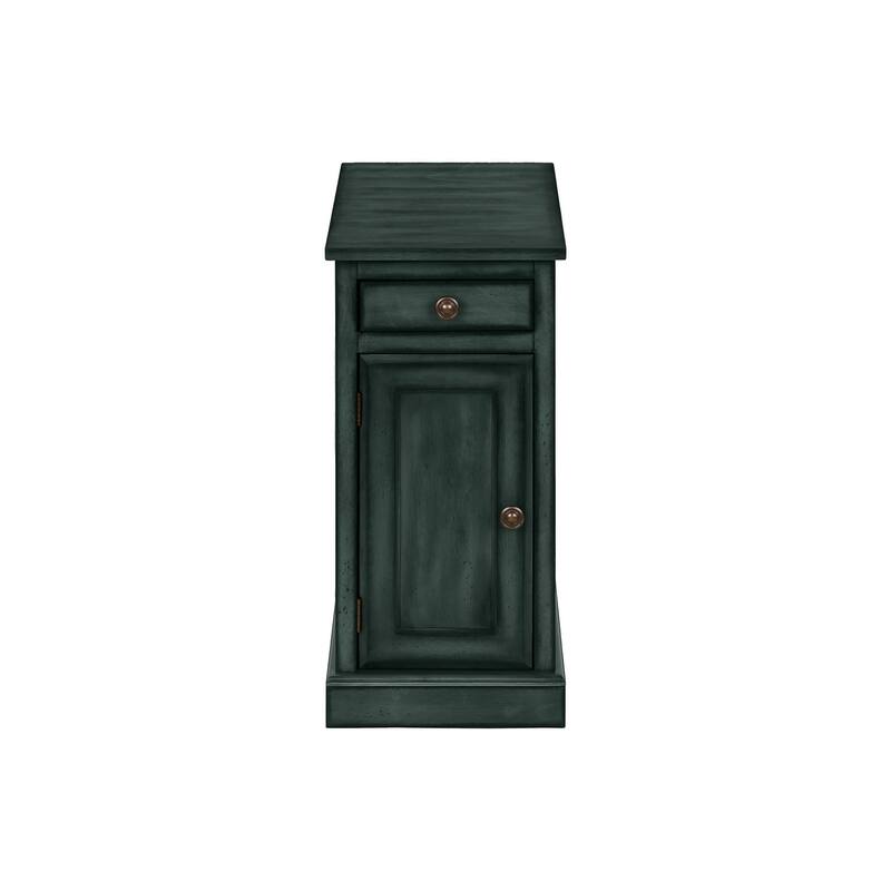 Accent Table, End, Side Table, Nightstand, Narrow, Bedroom, Lamp, Storage Drawer, Antique Blue Veneer, Traditional