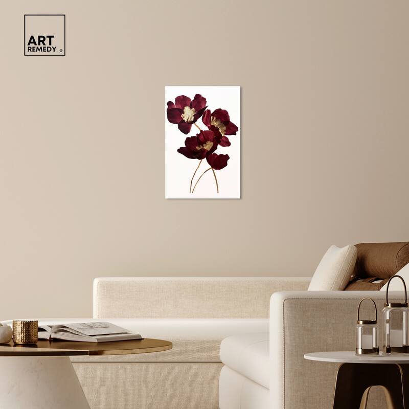 Art Remedy Wine Flowers Gallery Wrapped Floral Fine 1 Piece Canvas Wall Art