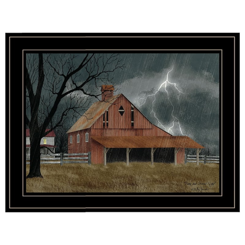 TrendyDecor4U Farmhouse "Dark and Stormy Night" Framed Print Wall Art by Billy Jacobs - Earthtone