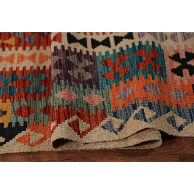 Reversible Kilim Rug Flatweave Multi-Color Wool Carpet - 10'2"x 12'10"