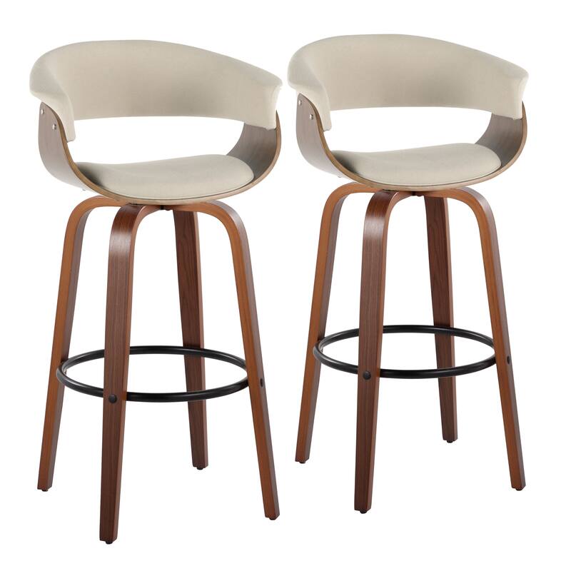 Carson Carrington Sauda 30" Fixed-Height Bar Stool with Bent Wood Legs (Set of 2)