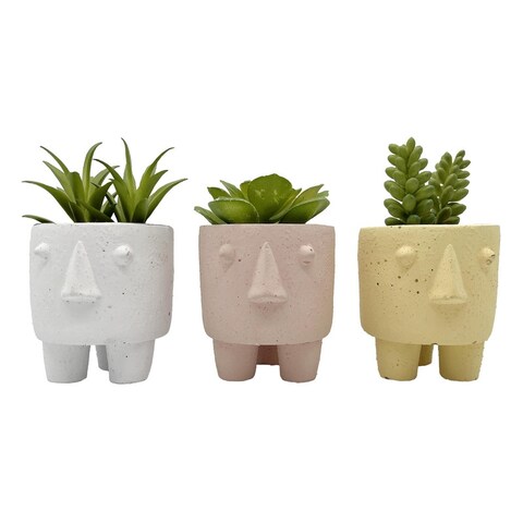 Modern Cement Decorative Human FacePlanter Set