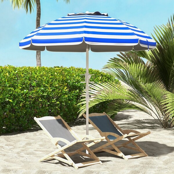 Outsunny 5.7' Portable Beach Umbrella with Tilt, Adjustable