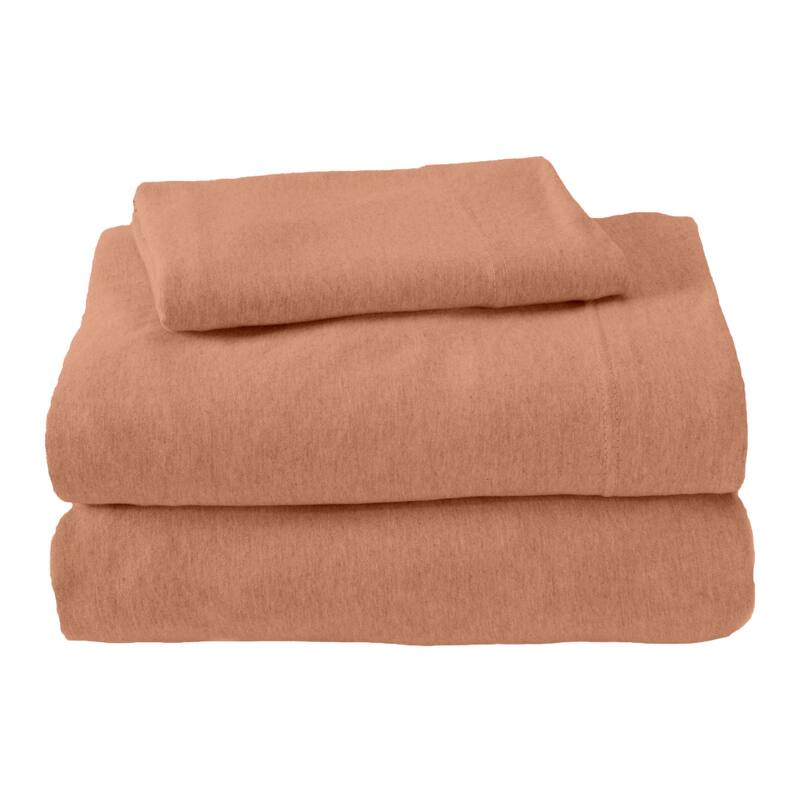 Premium Heathered Melange T-Shirt Jersey Knit Sheet Set - King - Terracotta