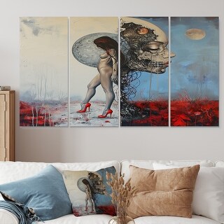 Surrealist Portrait Full Moon Mystery Red Grace - Modern Woman Canvas ...