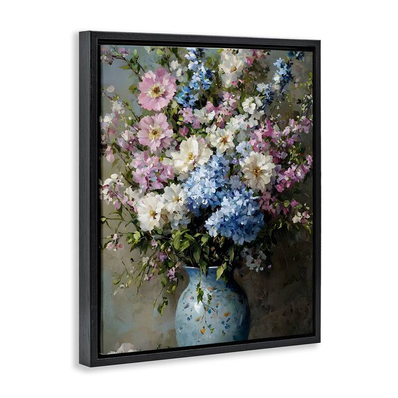 Stupell Traditional Cool Tone Bouquet Framed Floater Canvas Wall Art Design By Franklyn Gregory