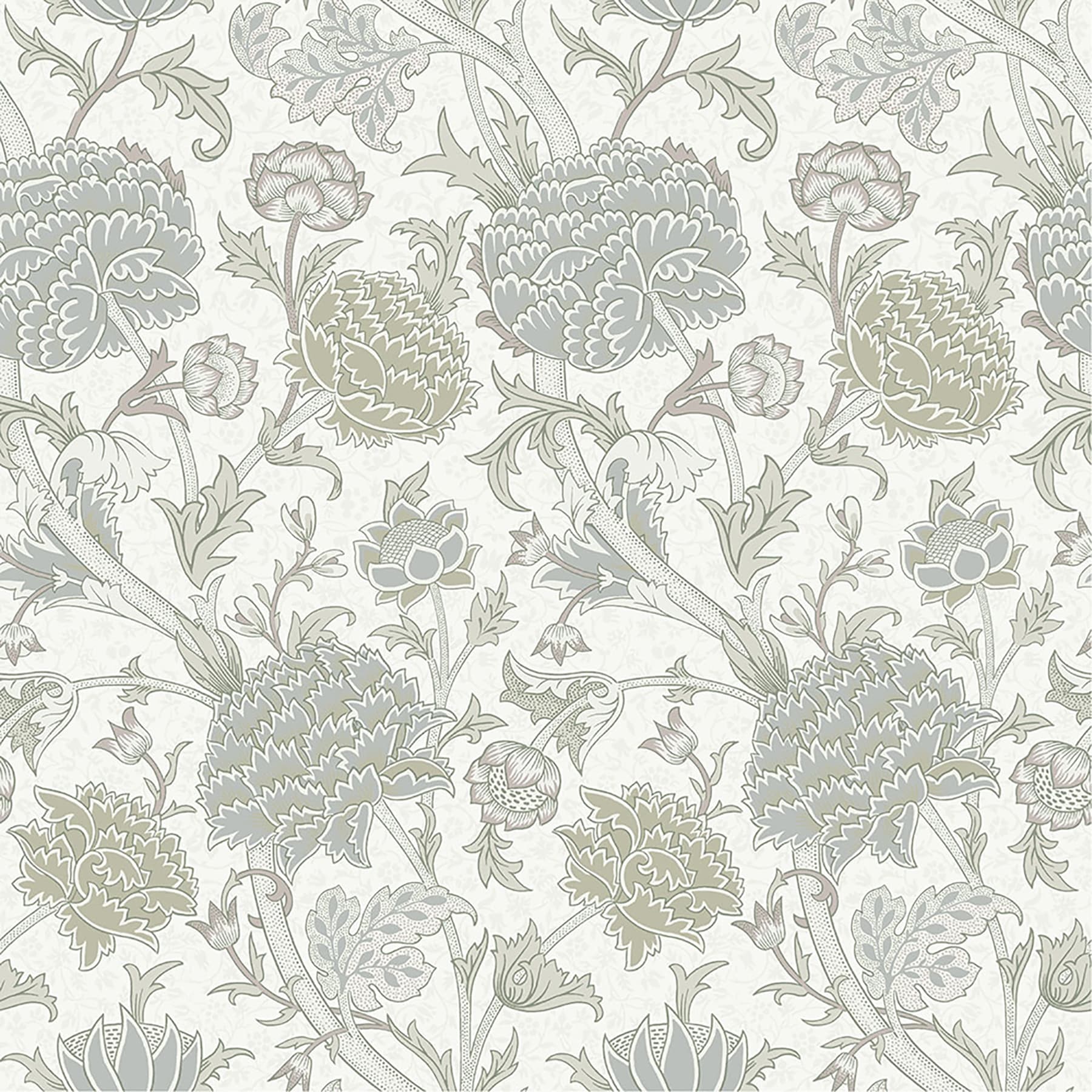 A-Street Prints Cray Light Green Floral Trail Wallpaper