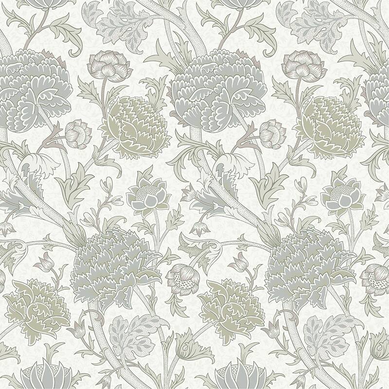 A-Street Prints Cray Light Green Floral Trail Wallpaper