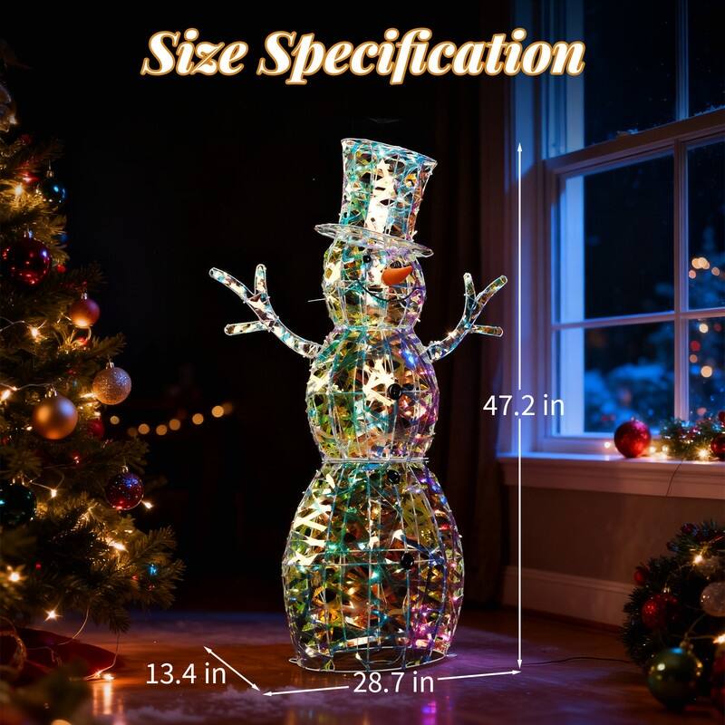 4FT Lighted Iridescent Snowman Christmas Decorations