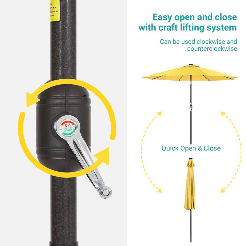BONOSUKI Patio 10Ft LED Market Umbrellas With Solar Lights, Table Umbrella for Patio and Outdoor With Tilt Button
