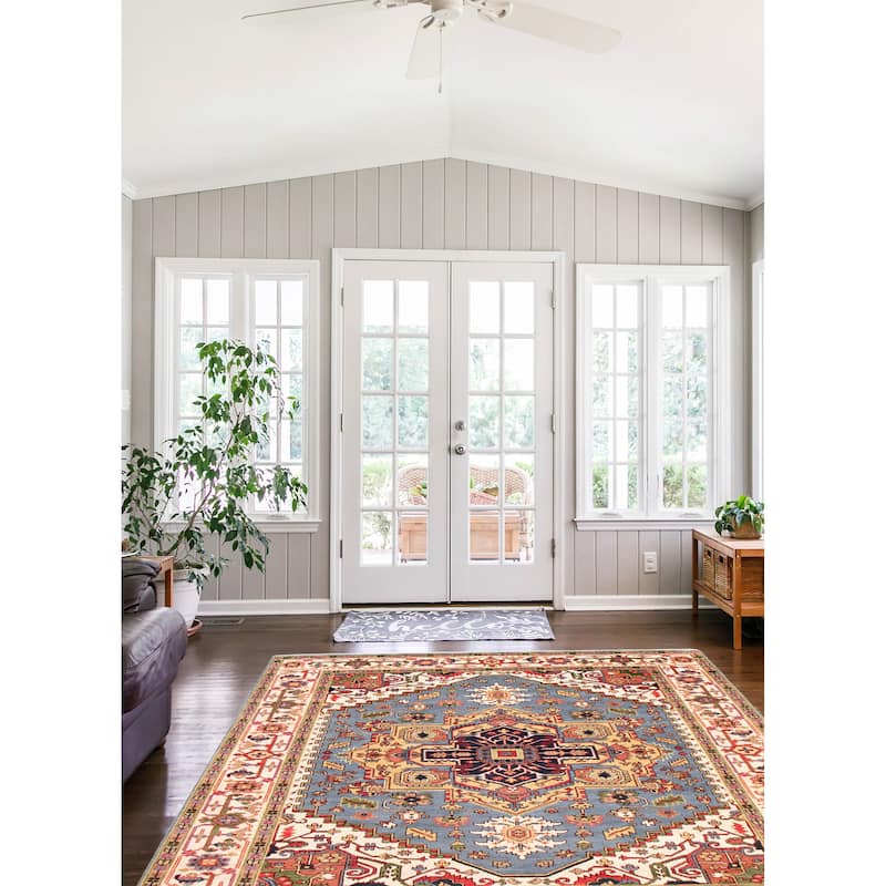 ECARPETGALLERY Hand-knotted Serapi Heritage Slate Blue Wool Rug - 8'11 x 11'9